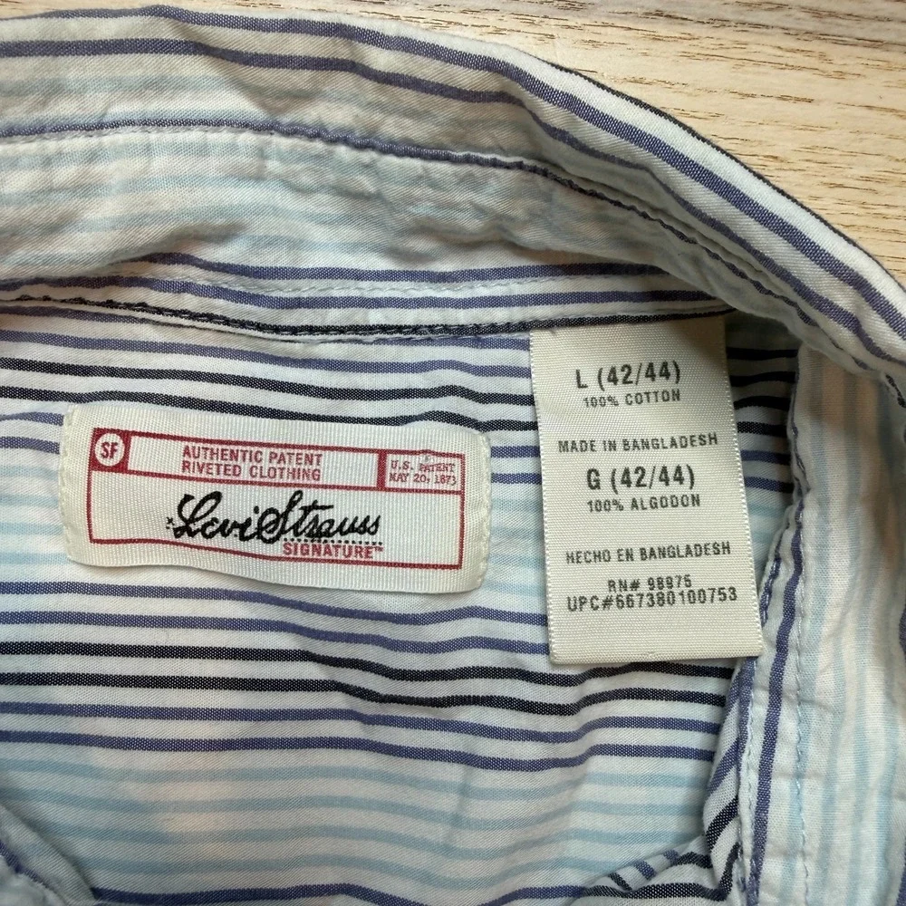 Levi Strauss‎ Signature Shirt Men L (42/44) Western Striped